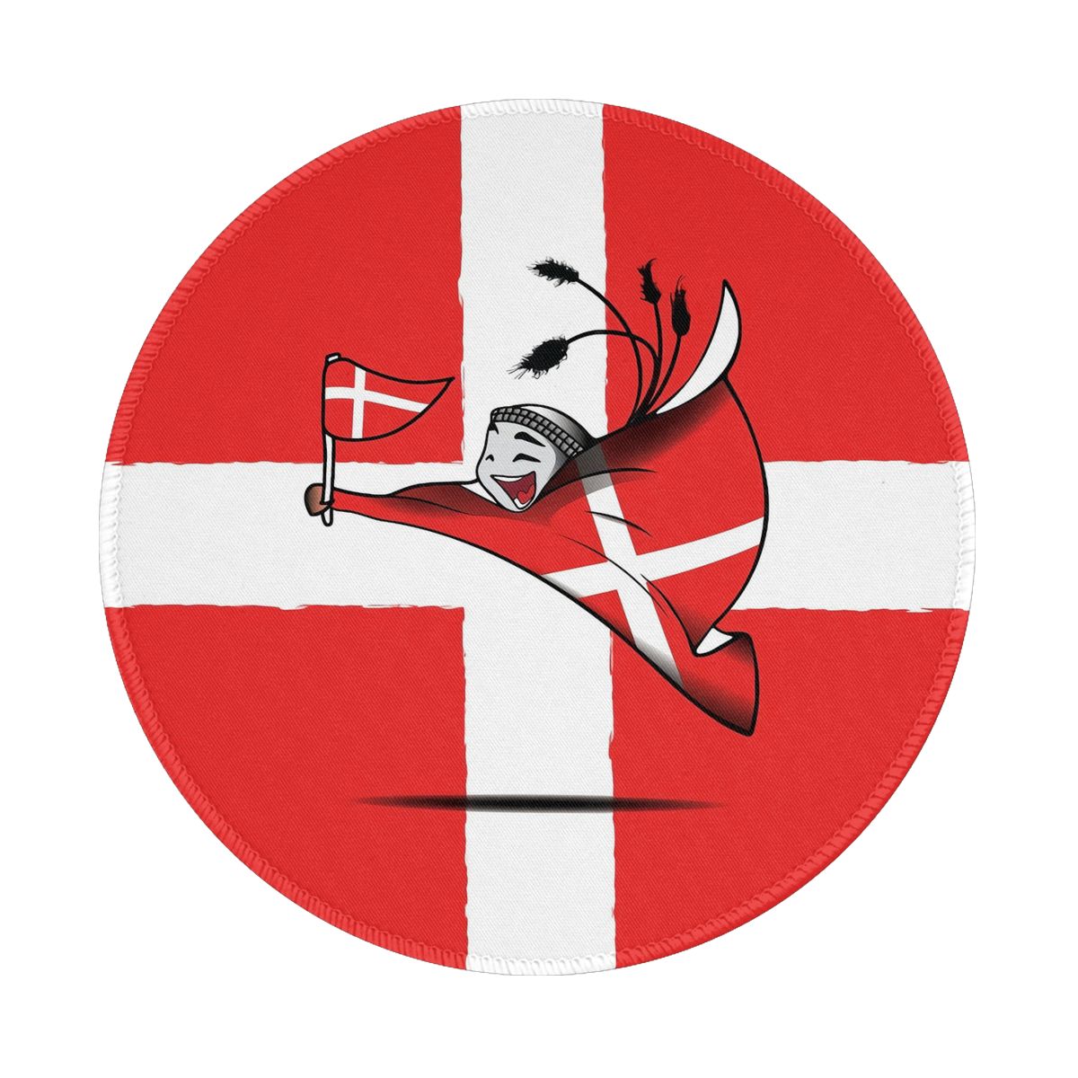 Denmark World Cup 2022 Mascot Waterproof Round Mouse Pad for Wireless Mouse