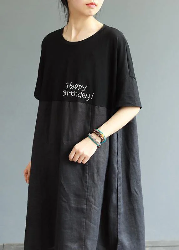 Women Cotton outfit Pakistani Cartoon Little Girl And Letter Printed Loose Dress