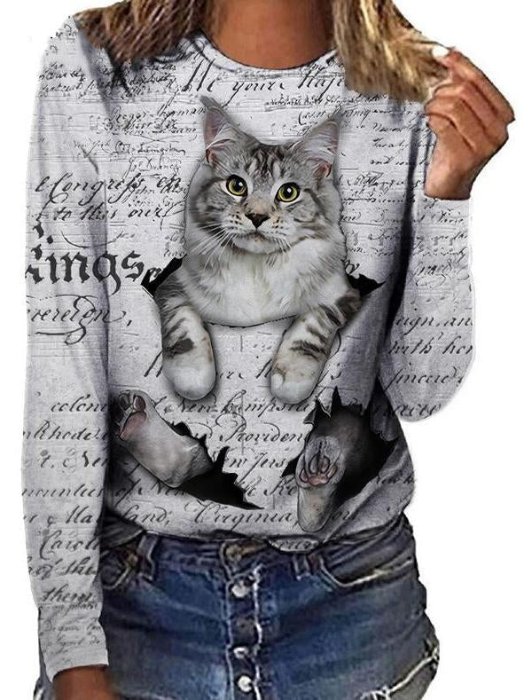 Women Long Sleeve V-neck Graphic Floral Printed Top