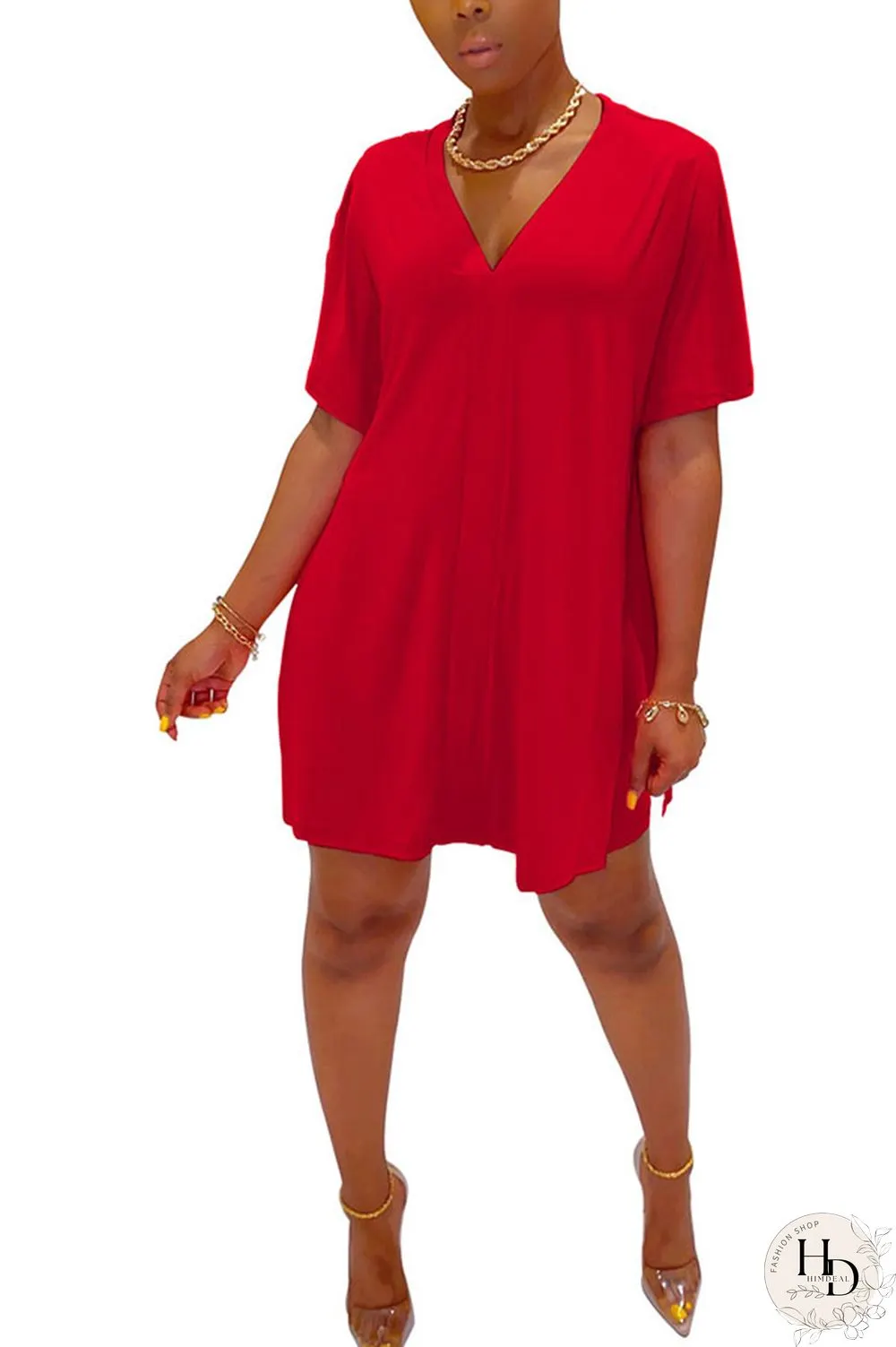 Coffee Fashion Street Solid Two Piece Suits Straight Short Sleeve Two Pieces