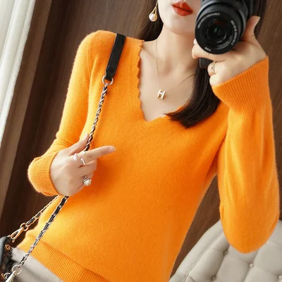 Churchf Churchf Collar Long Sleeve Fleece Sweater Female Loose New Set Lace Sweater Foreign Style Reduce Age Korean Version Of Hot Style Bottom Shirt