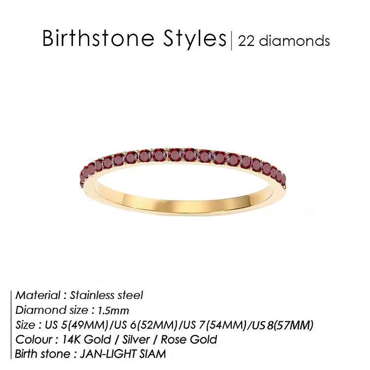 Olivenorma Birthstone Zircon Stainless Steel Thin Ring