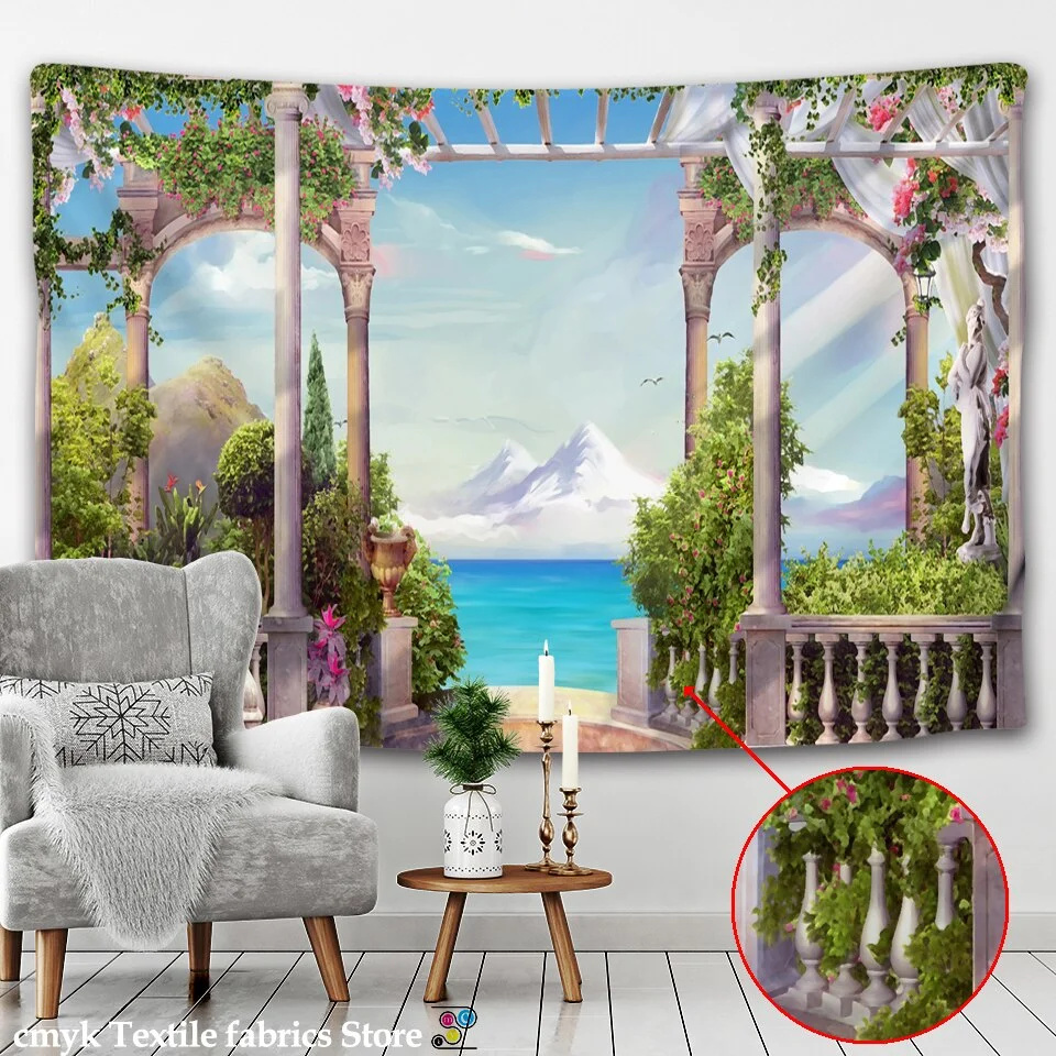 3D Wall Hanging Boheme Mandala Tapestry Flowers Vine Beach Hippie Tapestry Sea Wall Hanging Dorm Decor Living Room Art Gobelin