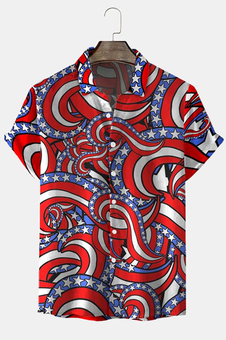 Personalized Flag Pattern Short Sleeve  Shirt