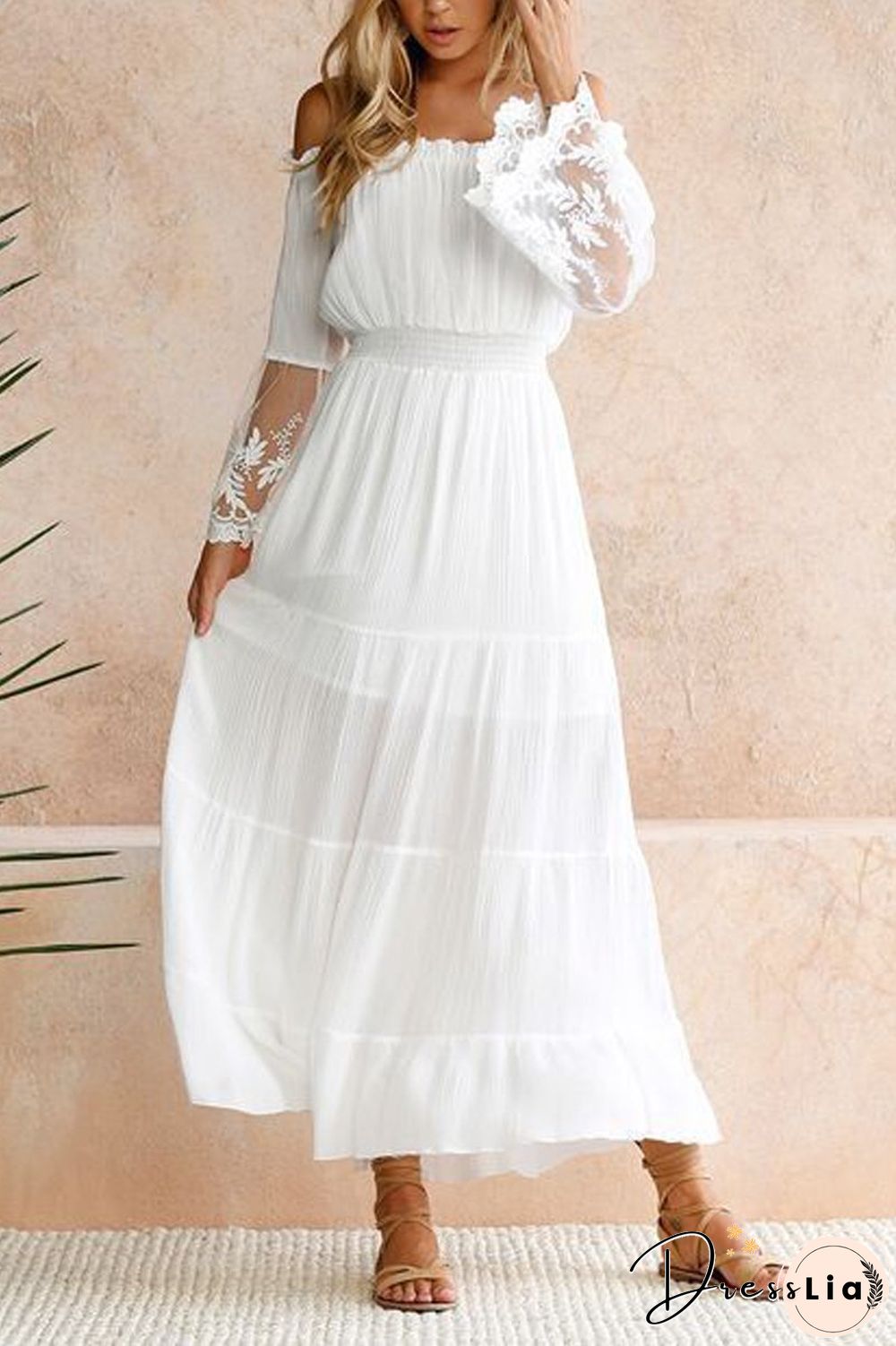 Off The Shoulder Lace Patchwork Dress