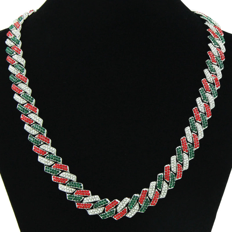 Men's And Women's European Hip Hop Diamond-Shaped Chain Cuban Link Chain Nightclub Disco Dancing Cool Domineering Necklace Necklace