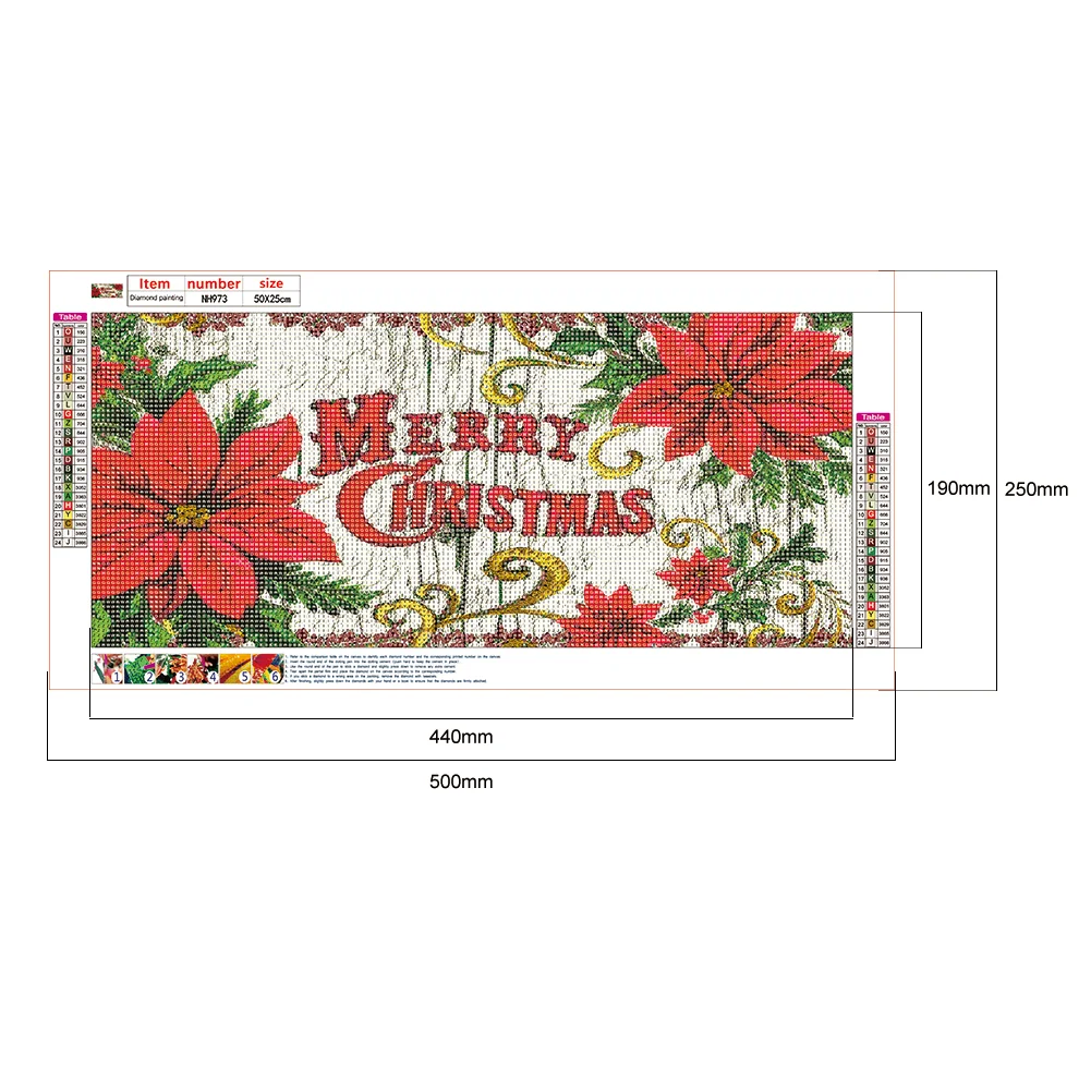 Diamond Painting - Full Round Drill - Christmas Flower(50*25cm)