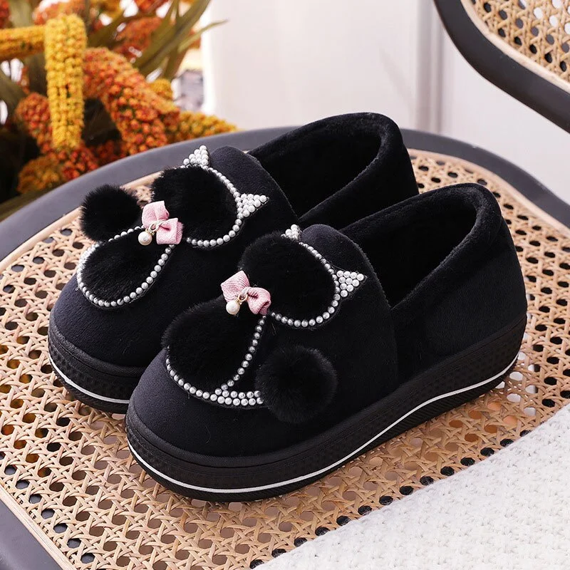 Winter Women Slippers Shoes Home Cute Thick Bottom Cat Warm Plush Ladies Shoe Fashion Flat Platform Female Casual Shoes 2021 New