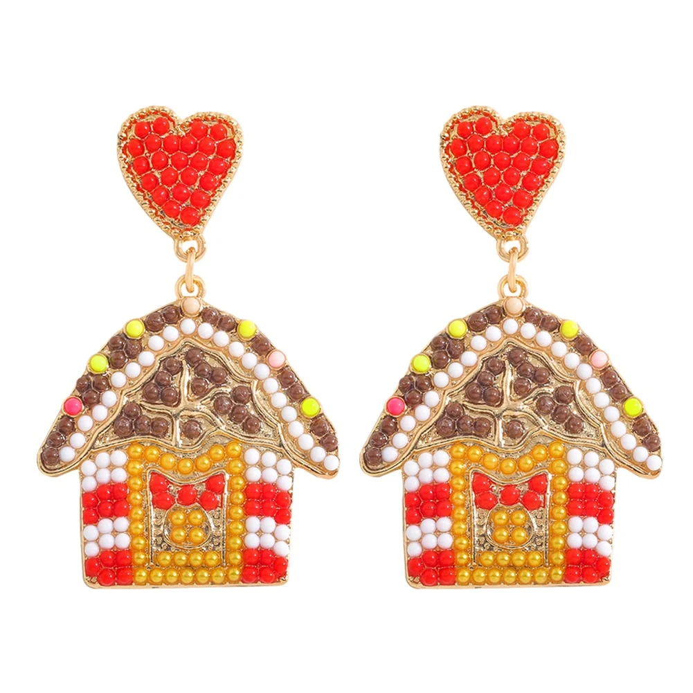 Dvacaman Sparkle Christmas Tree Candy Cane Gingerbread House Christmas Cactus Snowman Santa Drop Earrings For Women Cute Jewelry