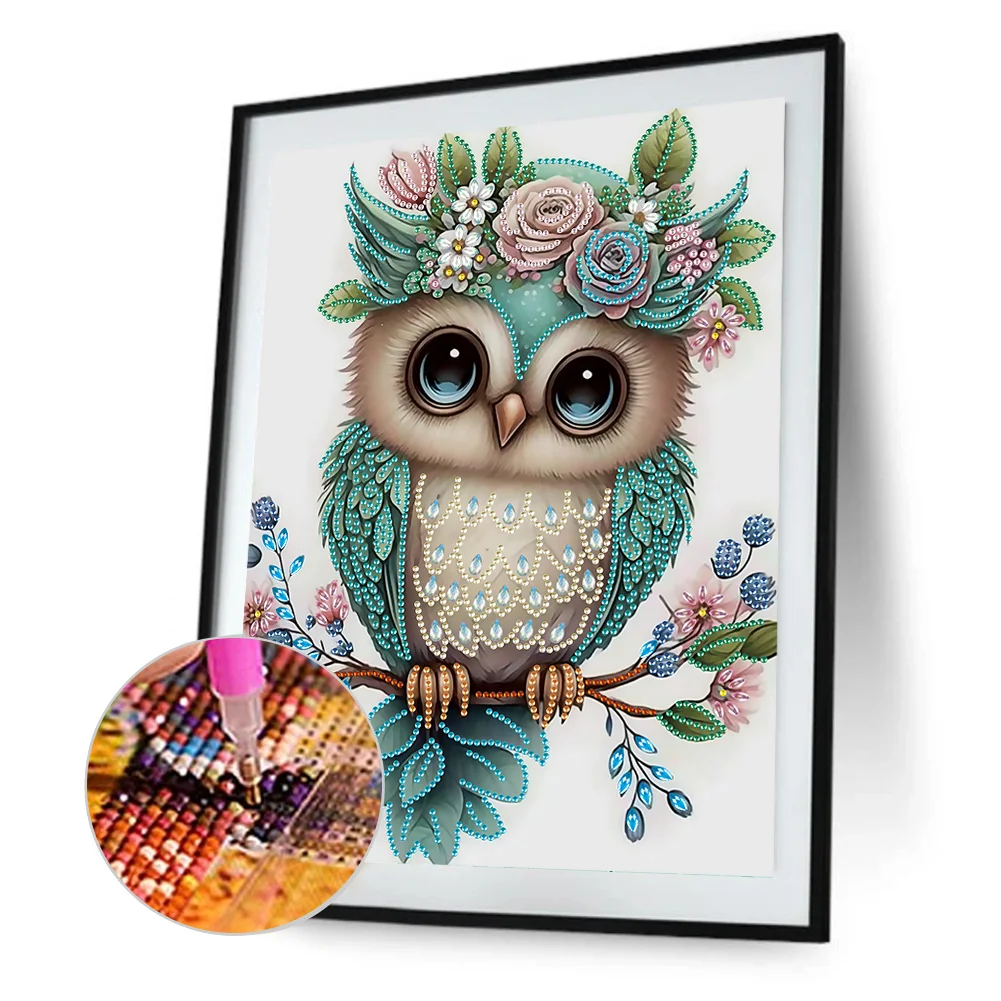Diamond Painting - Partial Special Shaped Drill - Owl(Canvas|30*40cm)