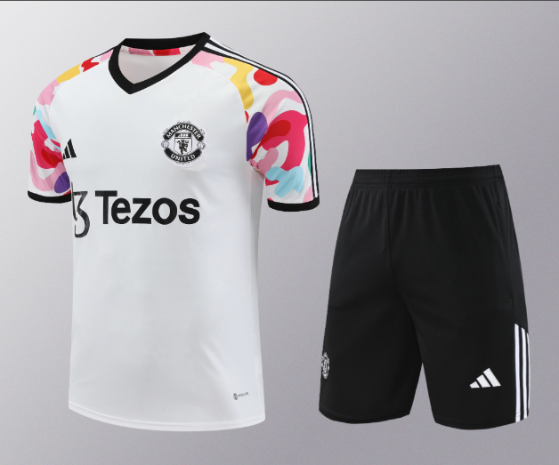 24/25 Manchester United Training Kit Short Sleeve White Soccer Jersey Thai Quality