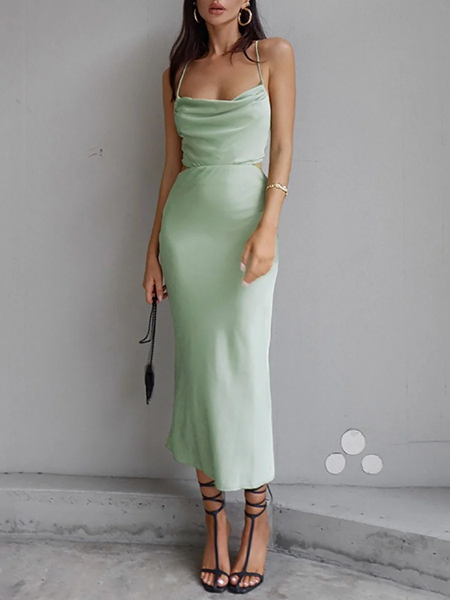 Sexy backless lace-up dress