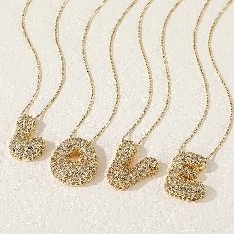 Copper Plating Letter Pendant Necklace