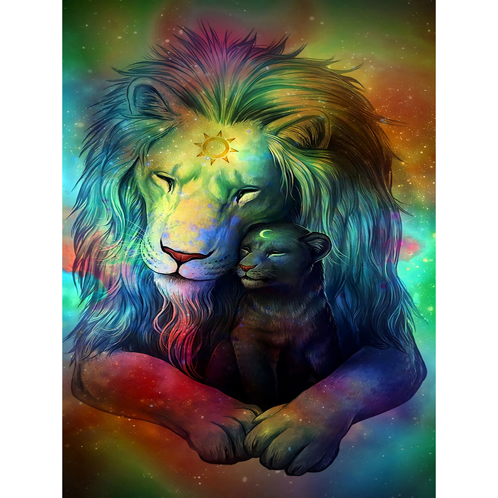 

30*40CM - Round Drill Diamond Painting - Colorful Lion, 501 Original