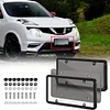 2Pcs Flat License Plate Protective Cover with Screws Caps (Transparent Black)