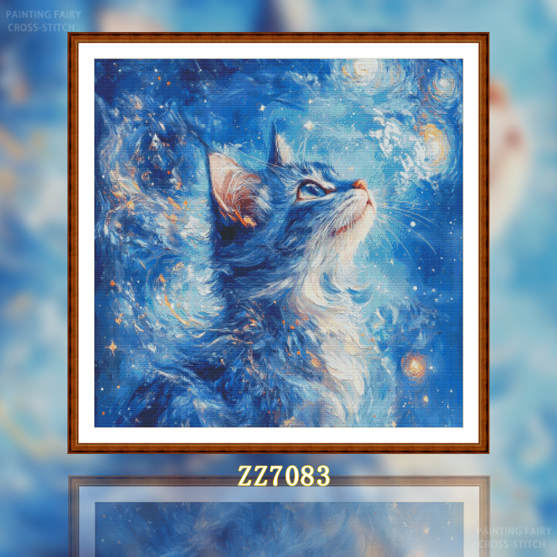 【ZZ7083-Starry Sky Cat】 Painting Fairy Cross Stitch