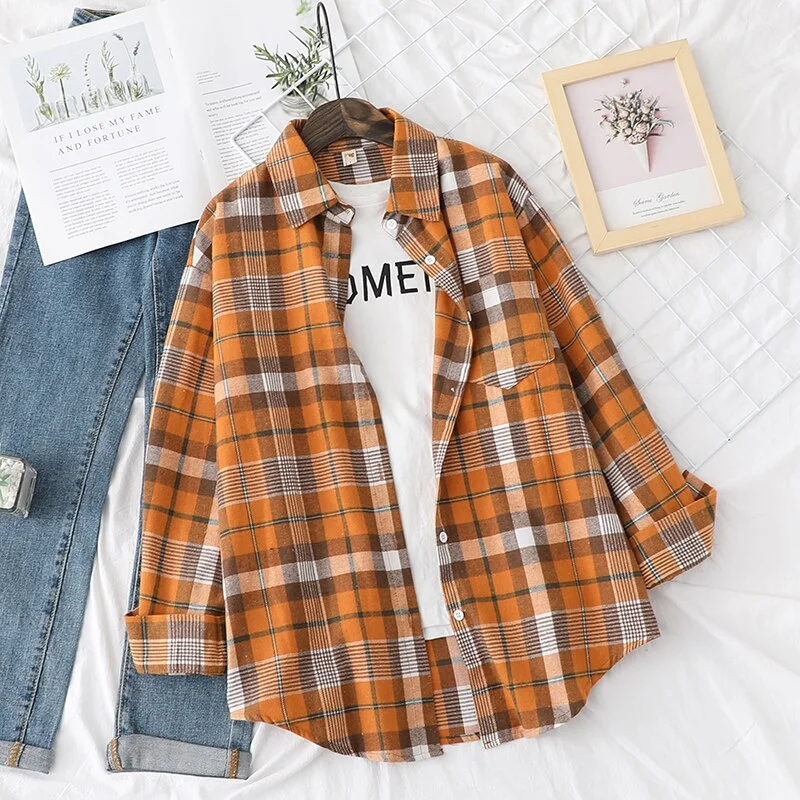 Fresh Design Women Blouses Shirts 2021 New Womens Tops And Blouses Long Sleeve Casual Plaid Shirt Young Style Lady Blouse Tunic