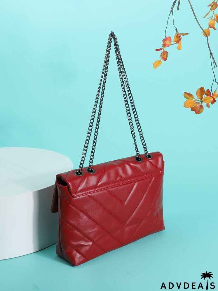 Chevron Flap Shoulder Bag
