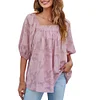 Gioiacombo&trade; Top a mezza manica floreale in chiffon solido