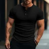  Men's Slim Fit Short Sleeve Henley T-Shirt - Perfect for Casual and Active Wear by Inlyline