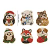 6PCS  Xmas Pets DIY Pearl Diamond Painting Christmas Fridge Magnets, Sparkling Rhinestone Refrigerator Magnet Craft Kit for Home Decor & Gifts