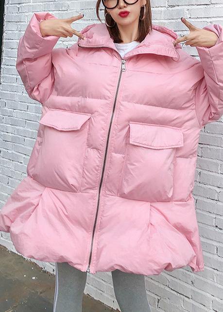 VCSHOES trendy plus size Jackets & Coats big pockets outwear pink thick hooded overcoat