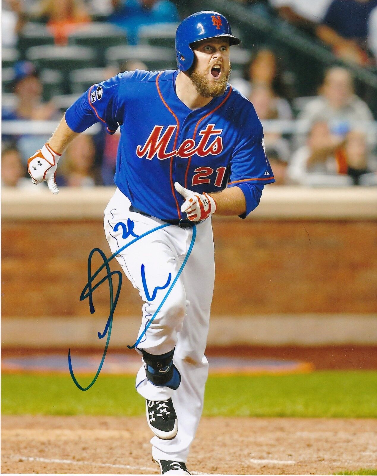 LUCAS DUDA NEW YORK METS ACTION SIGNED 8x10