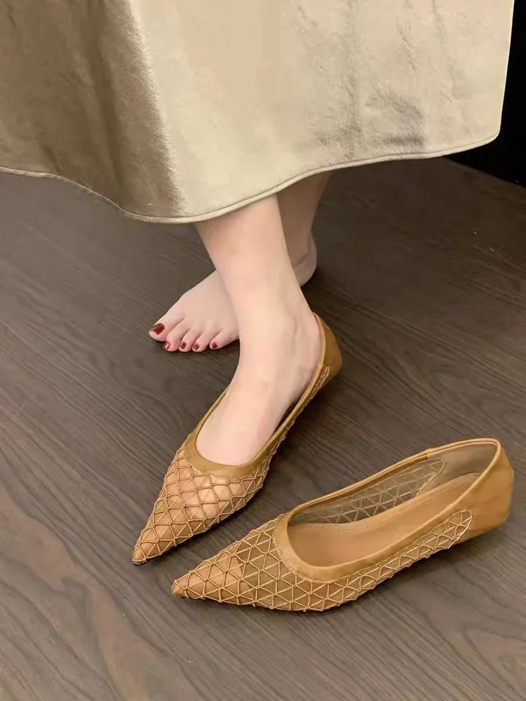 Yyvonne Summer New French Small Fragrant Low-Heeled High-Heeled High-Heeled Shoes Head Shallow One-Foot Single-Shoe Women