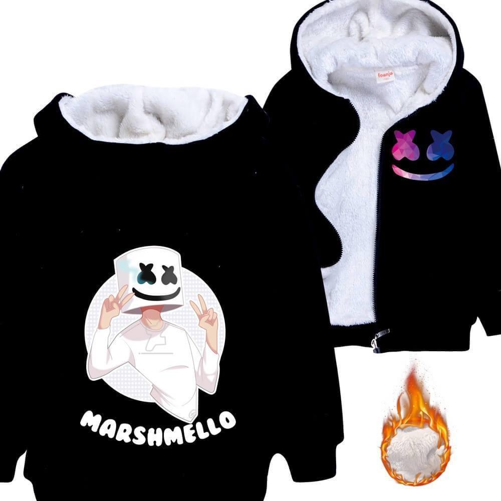 Dj Marshmello Yeah Print Girls Boys Fleece Lined Cotton Zip Up Hoodie-Mayoulove
