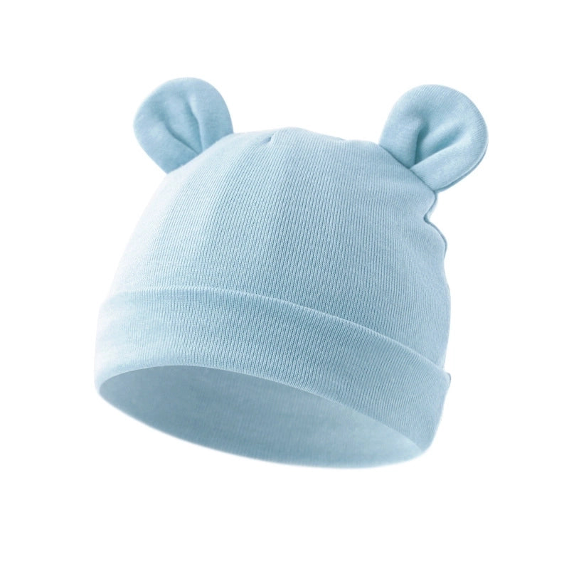 New Infant Fetal Cap Newborn Head Cap Solid Color Ear Hat Boys And Girls Baby Hat A54