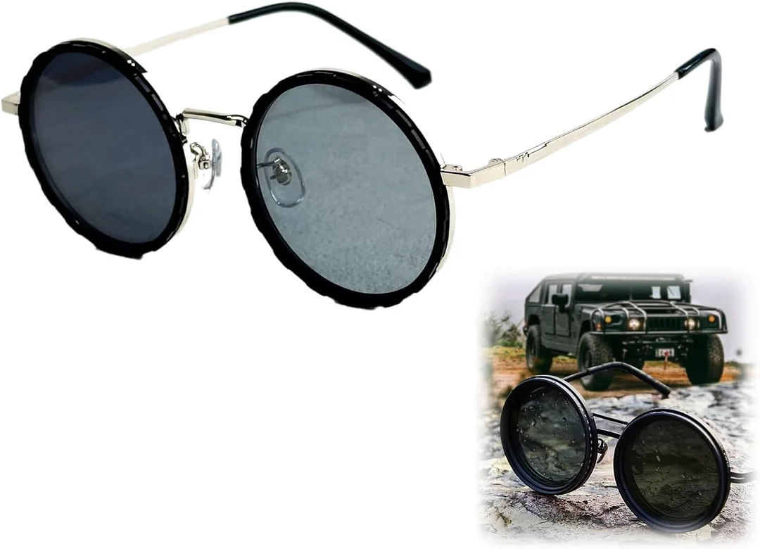 Adjustable Tint Sunglasses, Tint Adjustable Sunglasses, 1-9 Gears Rounded Polarized Glasses with Nd Filter Lenses Technology