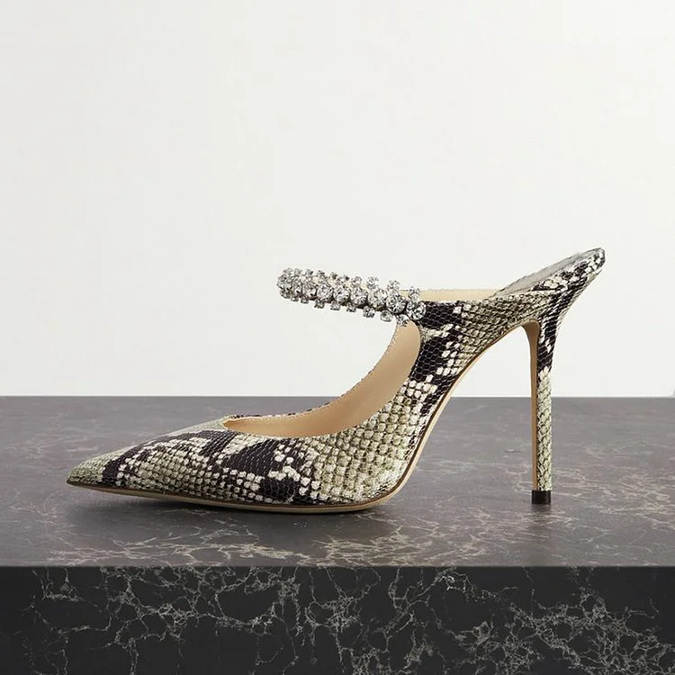 Snakeskin cheap mule heels