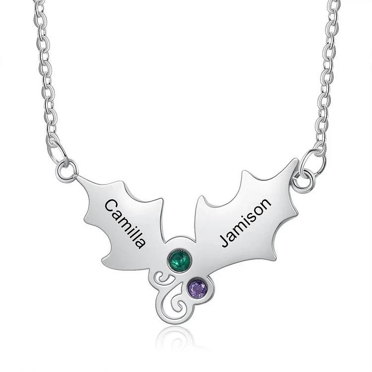 Holly Berry Jewelry Holly Berry Necklace With Birthstone Engraved 2-4 Names