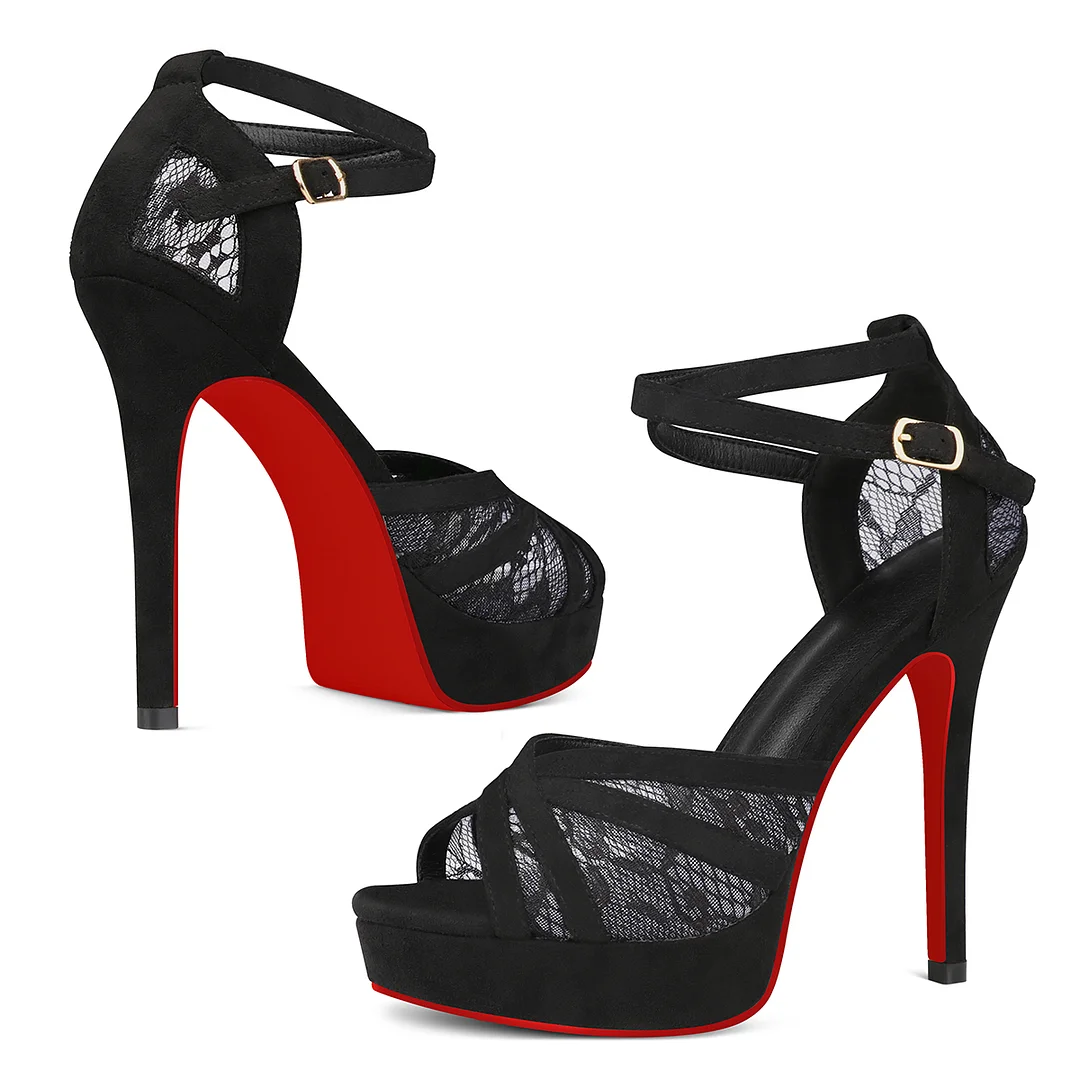 120mm Women's Peep Toe Heel Platform Stiletto High Heels Dress Party Red Bottom Sandals-MERUMOTE