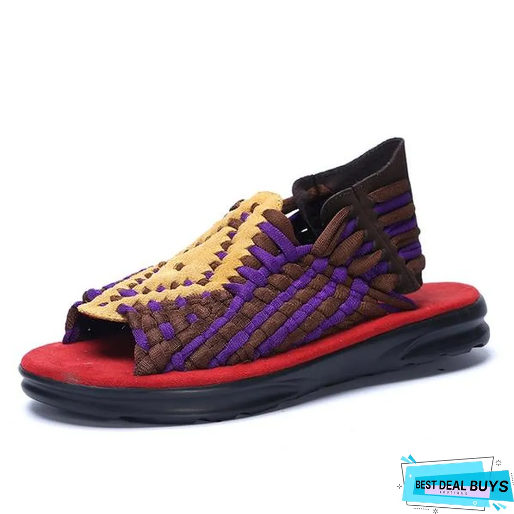 Men's Handmade Weaving Design Breathable Sandal Unique Beach Shoes