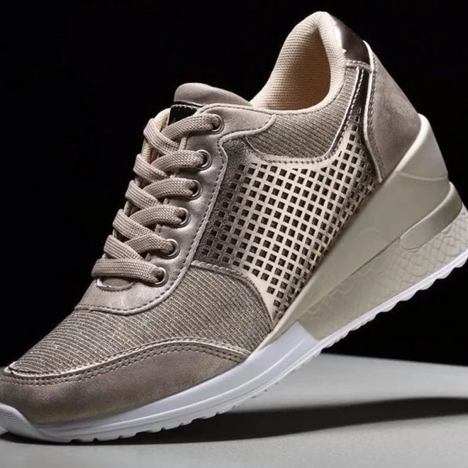 Breakj Breakj Slope Heel 2023 Autumn And Winter Thick Soles Thick-Soled Shoes Round Head Cross-Lace Casual Shoes