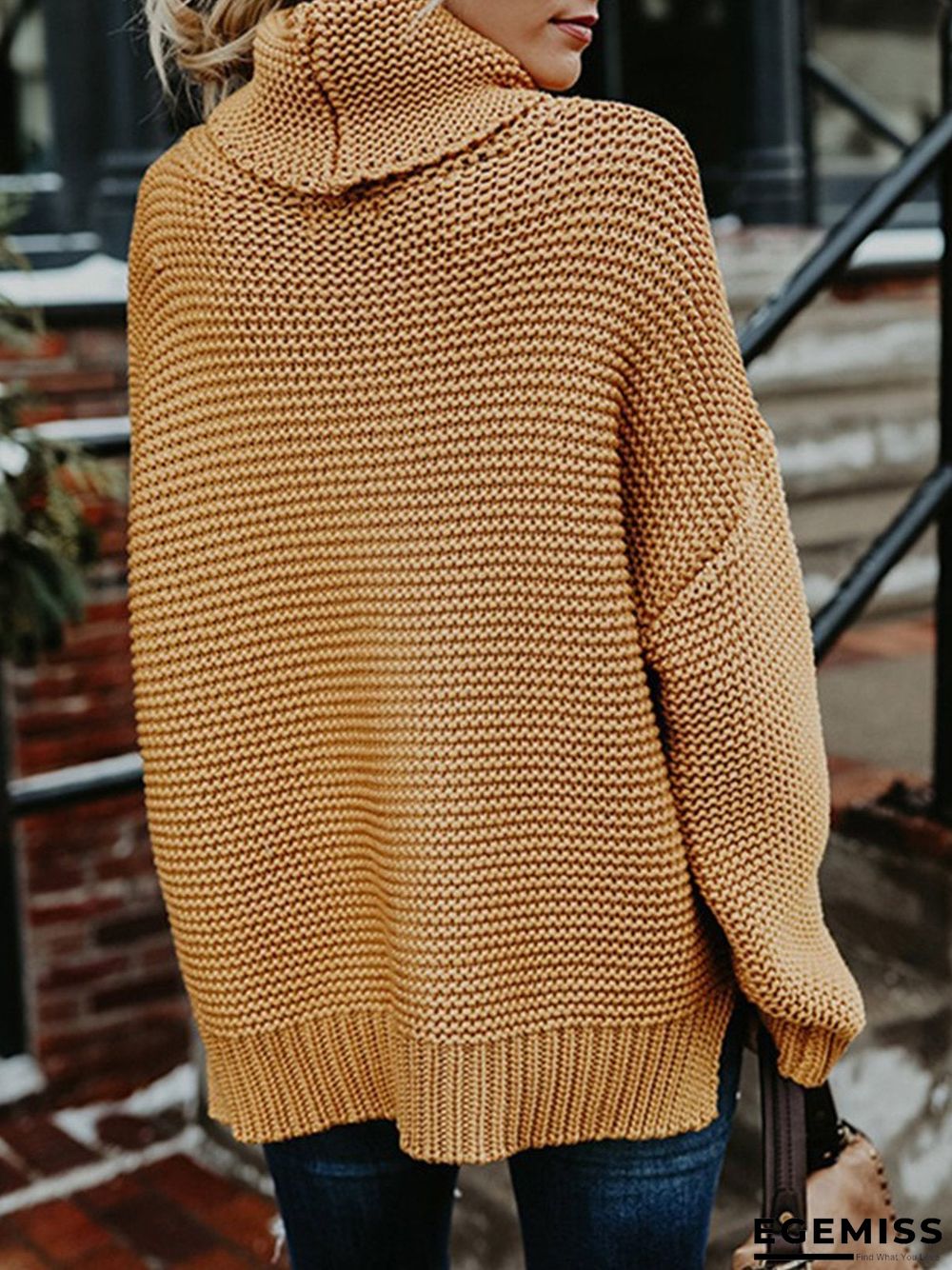 Long Sleeve Turtle Neck Casual Sweater | EGEMISS