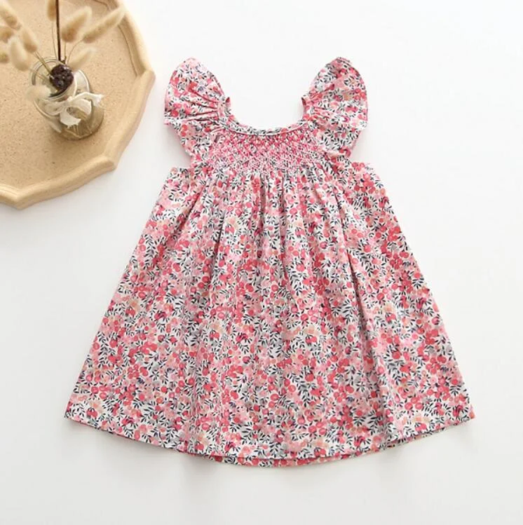 Baby Girls Dresses 2021 Ins European & America Toddler Kids Girl Dress Brand Cotton Summer Linen Clothings Princess Girl Clothes