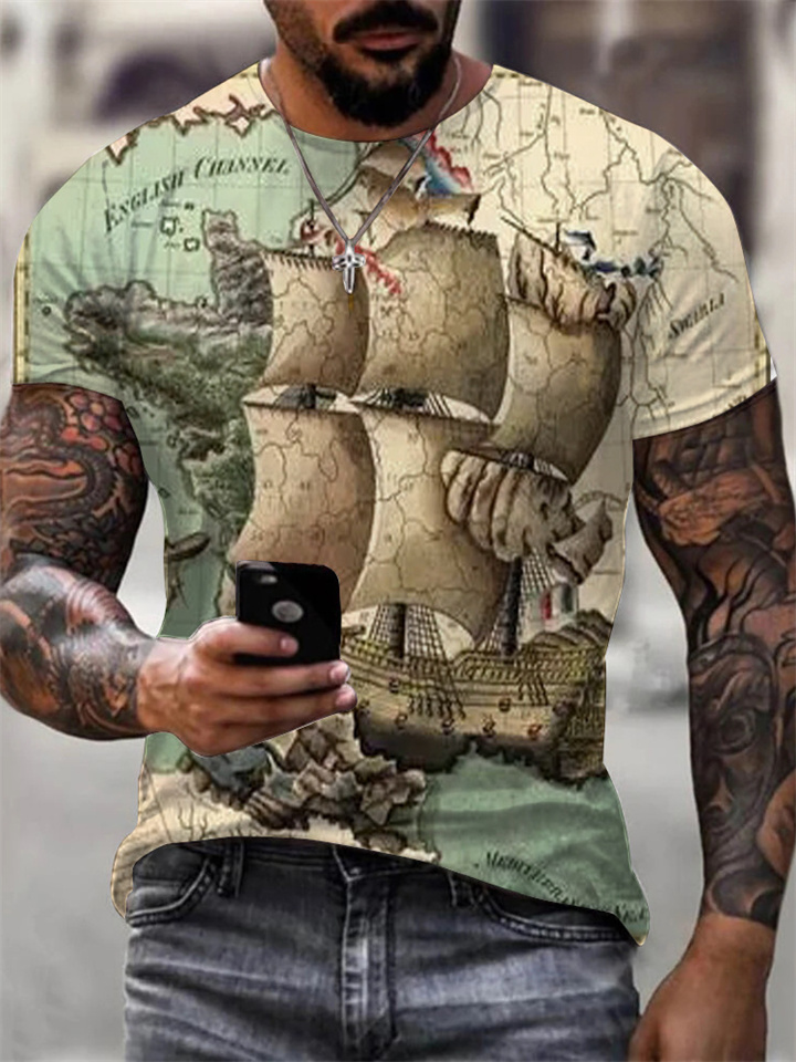 Men Trendy 3D Printed Men's Summer English Short Sleeves