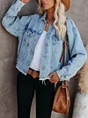 Casual loose hem short denim coat