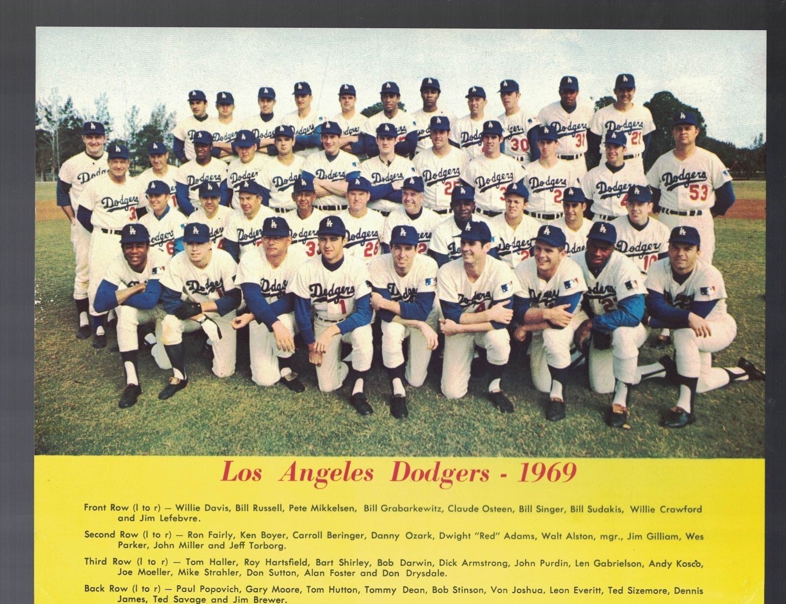 1969 Los Angeles Dodgers Team Issued 8x10