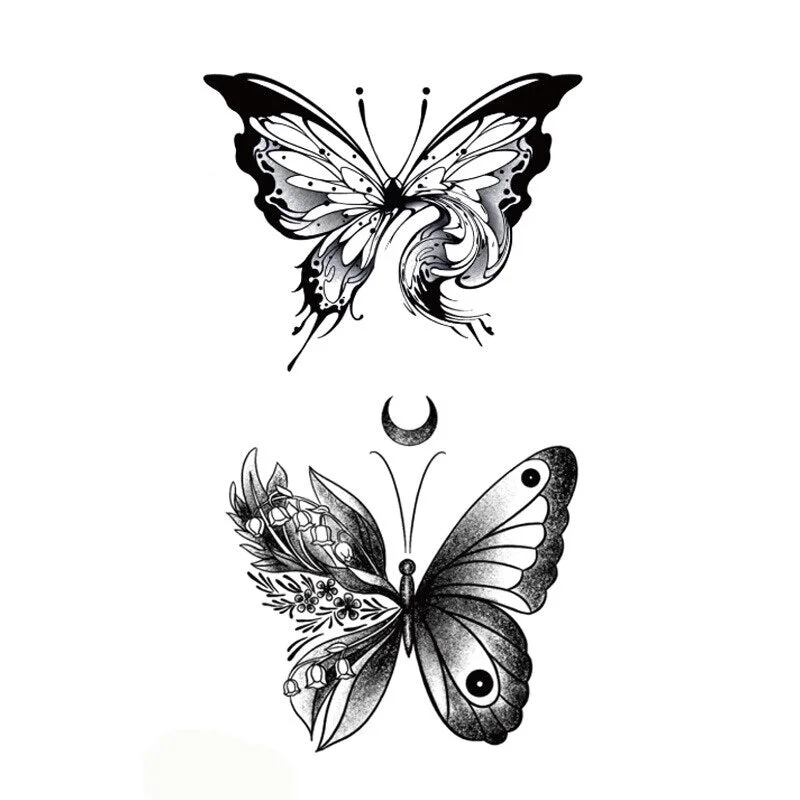 Butterfly Fake Tattoo Stickers Temporary Lunar Moon Lovely Insect Animal Body Makeup Waterproof Art for Kids Men Women