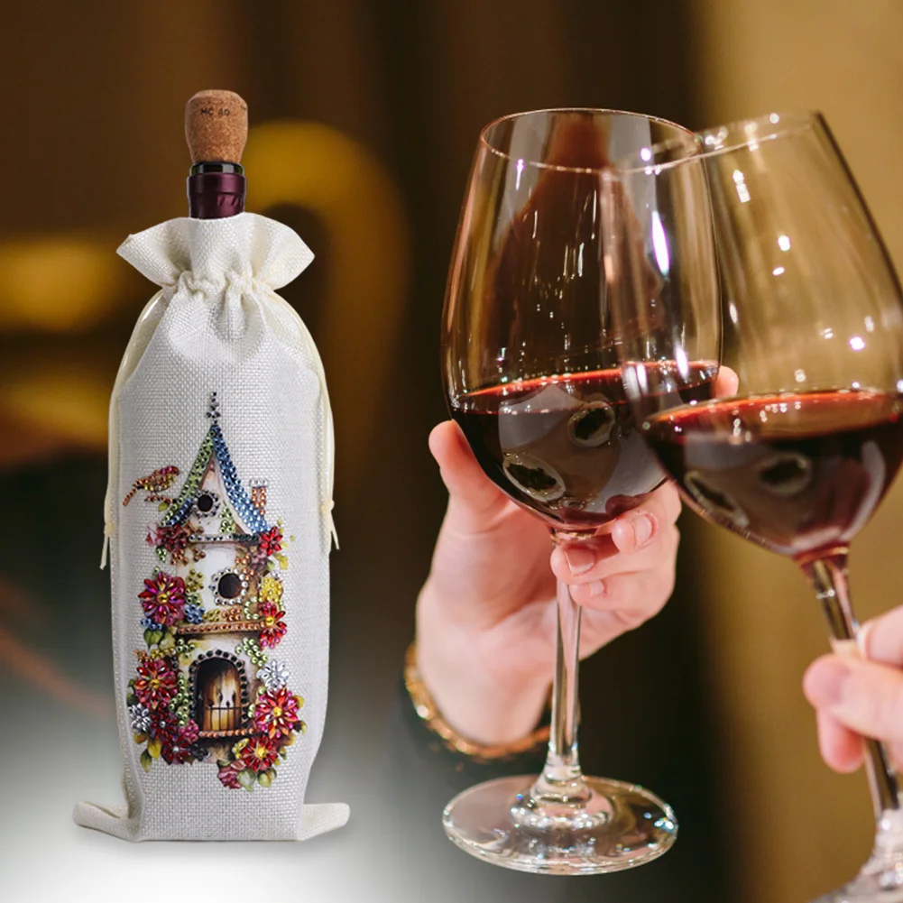 DIY Flower Birdcage Diamond Painting Wine Bags Creative Diamond Art Liquor Bottle Covers