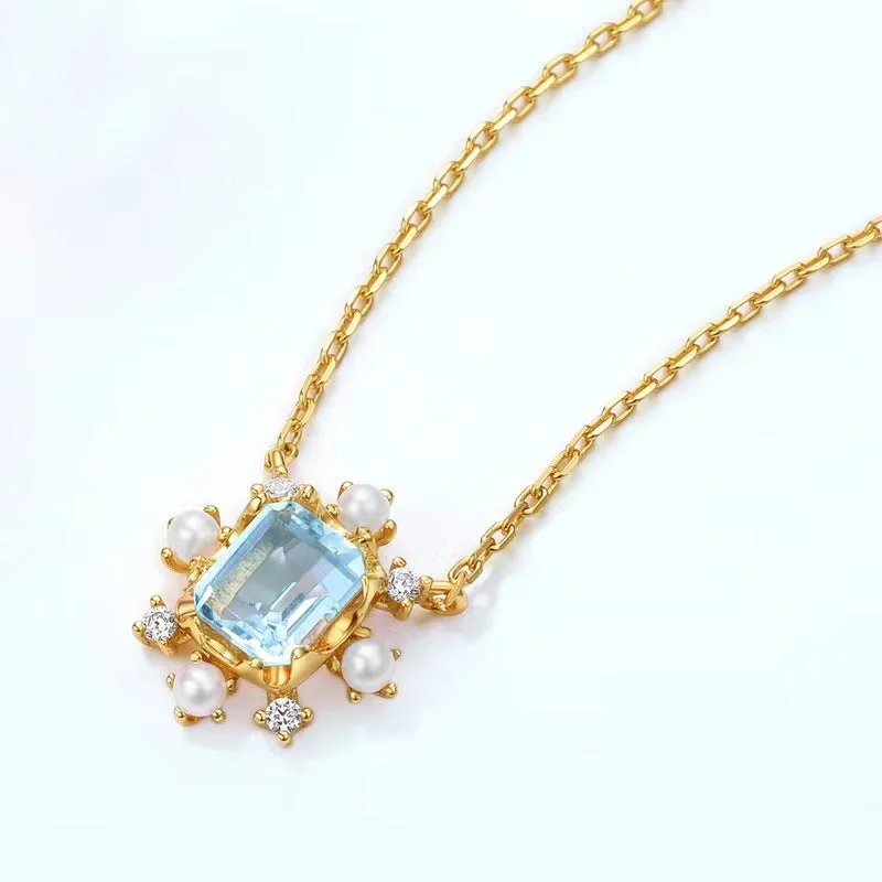 Natural Topaz Snowflake Necklace