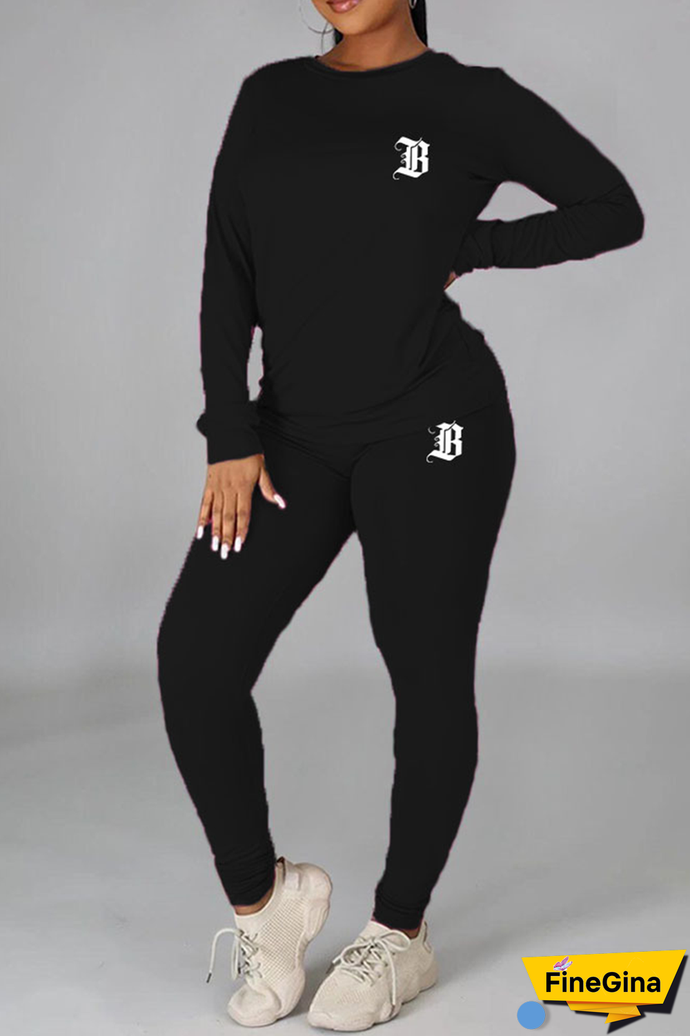 Burgundy Casual Print Patchwork O Neck Long Sleeve Two Pieces