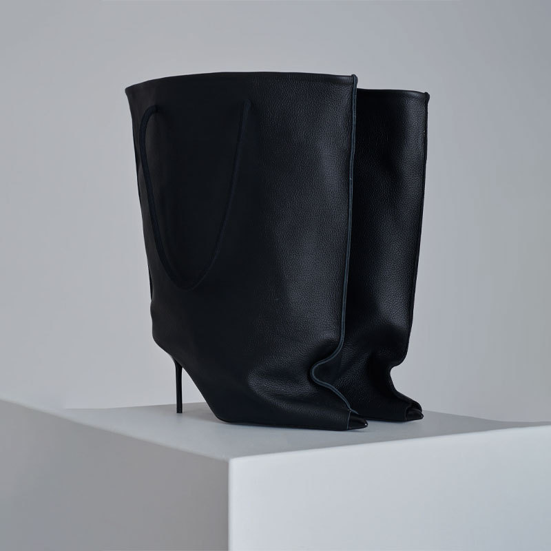 100mm Pointed Toe High Heel Boots Fashion Trouser Boots Hand-Held Boots-MERUMOTE