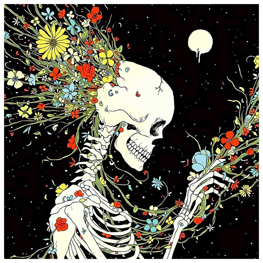 

Skull and Flower - Round Drill Diamond Painting - 35*35CM, 501 Original