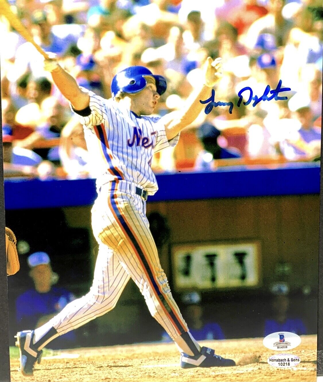 Lenny Dykstra Signed Baseball 8x10 Photo Poster painting Beckett BI4510 New York Mets