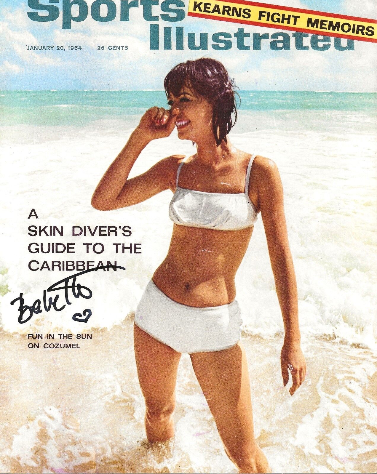 Babette March REAL SIGNED 1st Sports Illustrated Swimsuit Cover Photo Poster painting COA #2