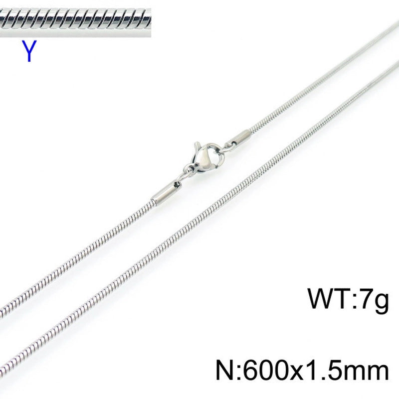 Jewelry Classic Style Solid Color Titanium Steel 18K Gold Plated Chain Necklace